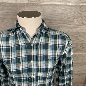 Sid Mashburn Green Plaid Button Down Shirt Men’s Small Casual Long Sleeve